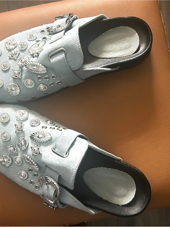 AKIRA Shoes - AKIRA Light Blue Embellished Slip-On Mule